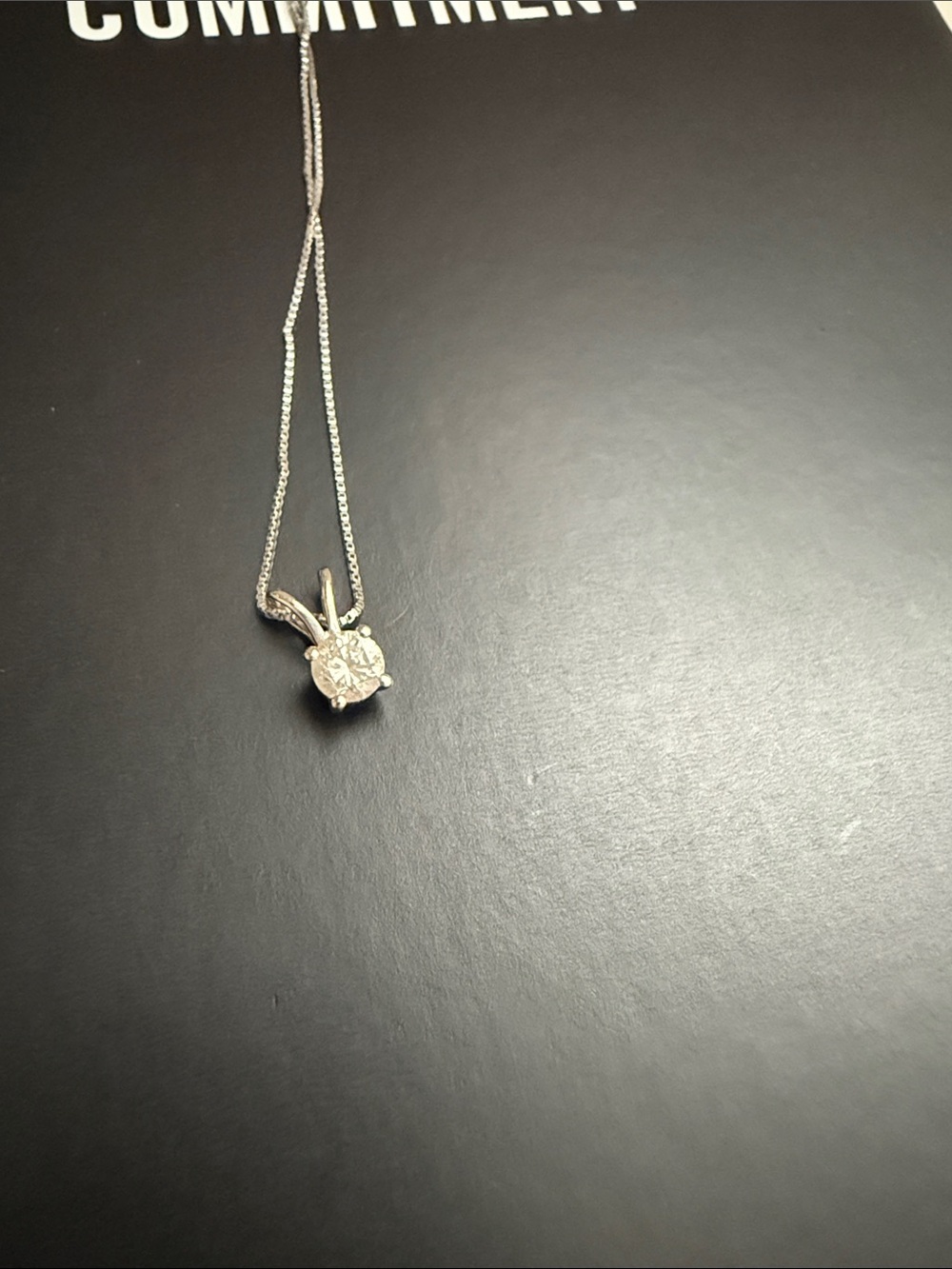 14k White Gold Solitaire Pendant Necklace with 1/4 ct Diamond - Picture 4 of 5